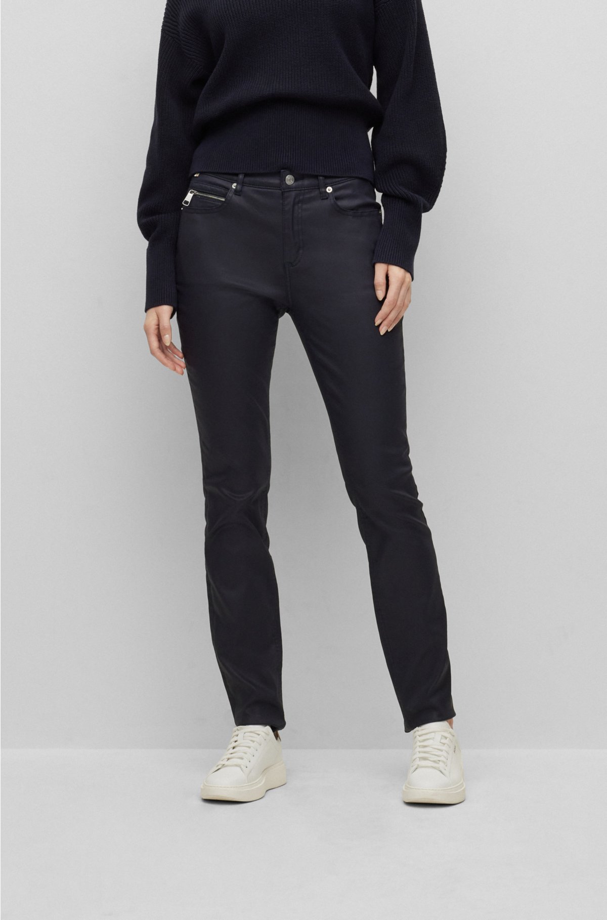 BOSS - Regular-fit jeans in satin-stretch