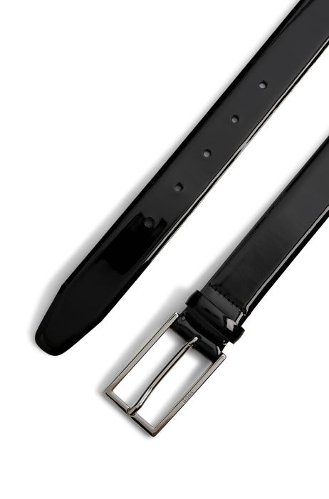 Cintura con fibbia ad ardiglione in pelle verniciata italiana HUGO BOSS Uomo Accessori Cinture e bretelle Cinture 
