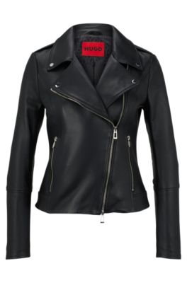 BOSS - Looney Tunes x BOSS Asymmetric leather jacket with monogram