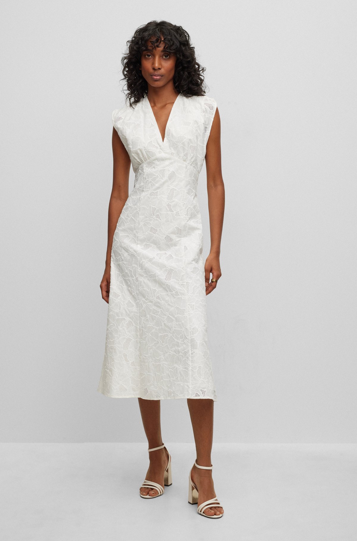 BOSS - Cotton-lace regular-fit dress