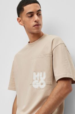 HUGO - Cotton-jersey T-shirt With Graffiti-inspired Stacked Logo