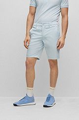 Slim-fit shorts in an organic-cotton blend, Light Blue