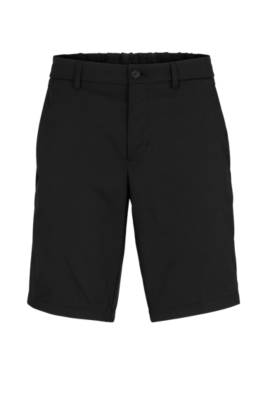 Hugo Boss Slim-fit Shorts In Water-repellent Twill In Black