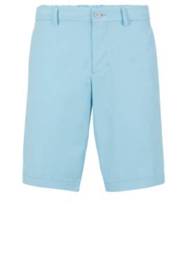 Hugo Boss Slim-fit Shorts In Water-repellent Twill In Light Blue