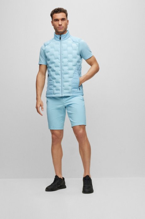 Hugo Boss Slim-fit Shorts In Water-repellent Twill In Light Blue