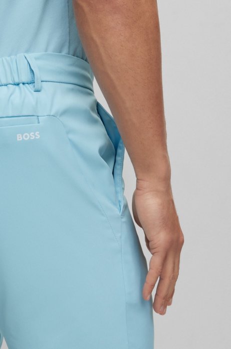 Hugo Boss Slim-fit Shorts In Water-repellent Twill In Light Blue
