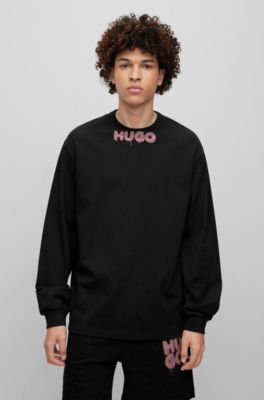 HUGO - ロングスリーブ コットンジャージー Tシャツ グラフィティ