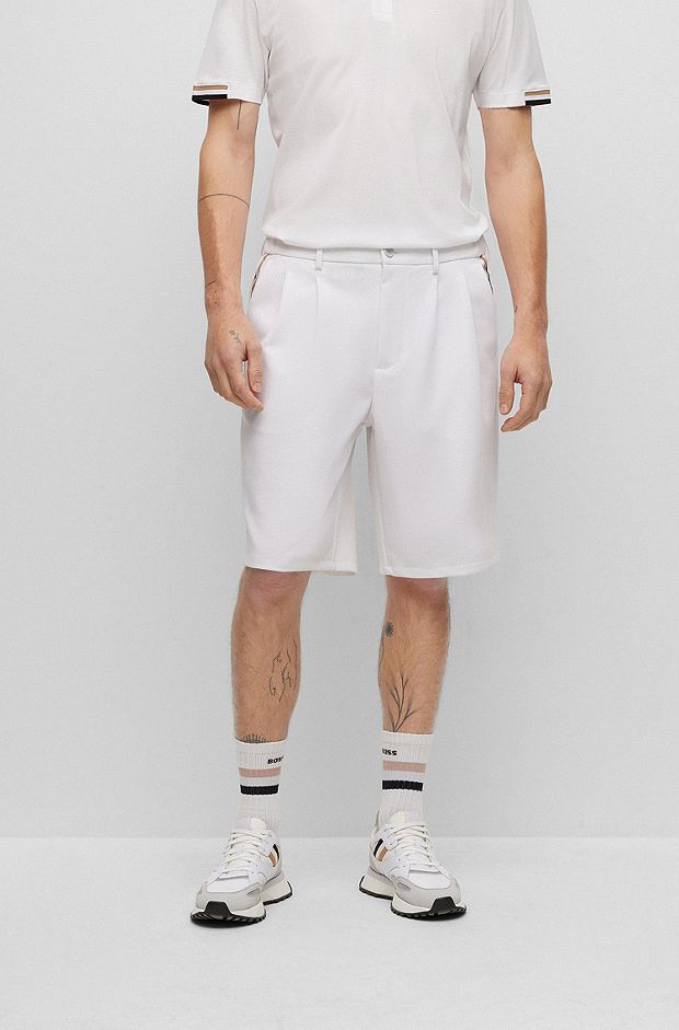 Relaxed-fit shorts with signature-stripe tape, White