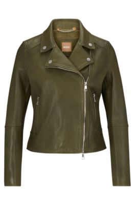 Tordenvejr arbejde Litteratur BOSS - Slim-fit leather jacket with asymmetric front zip