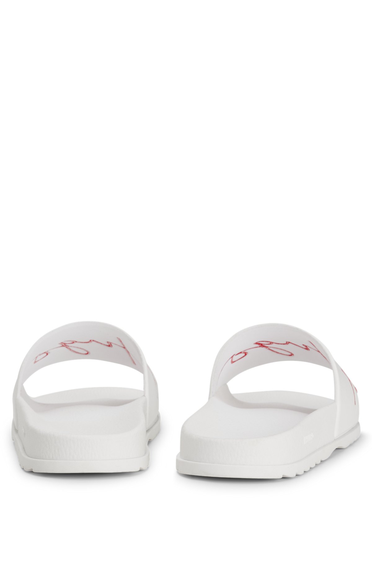 Logo slides with contoured footbed, White