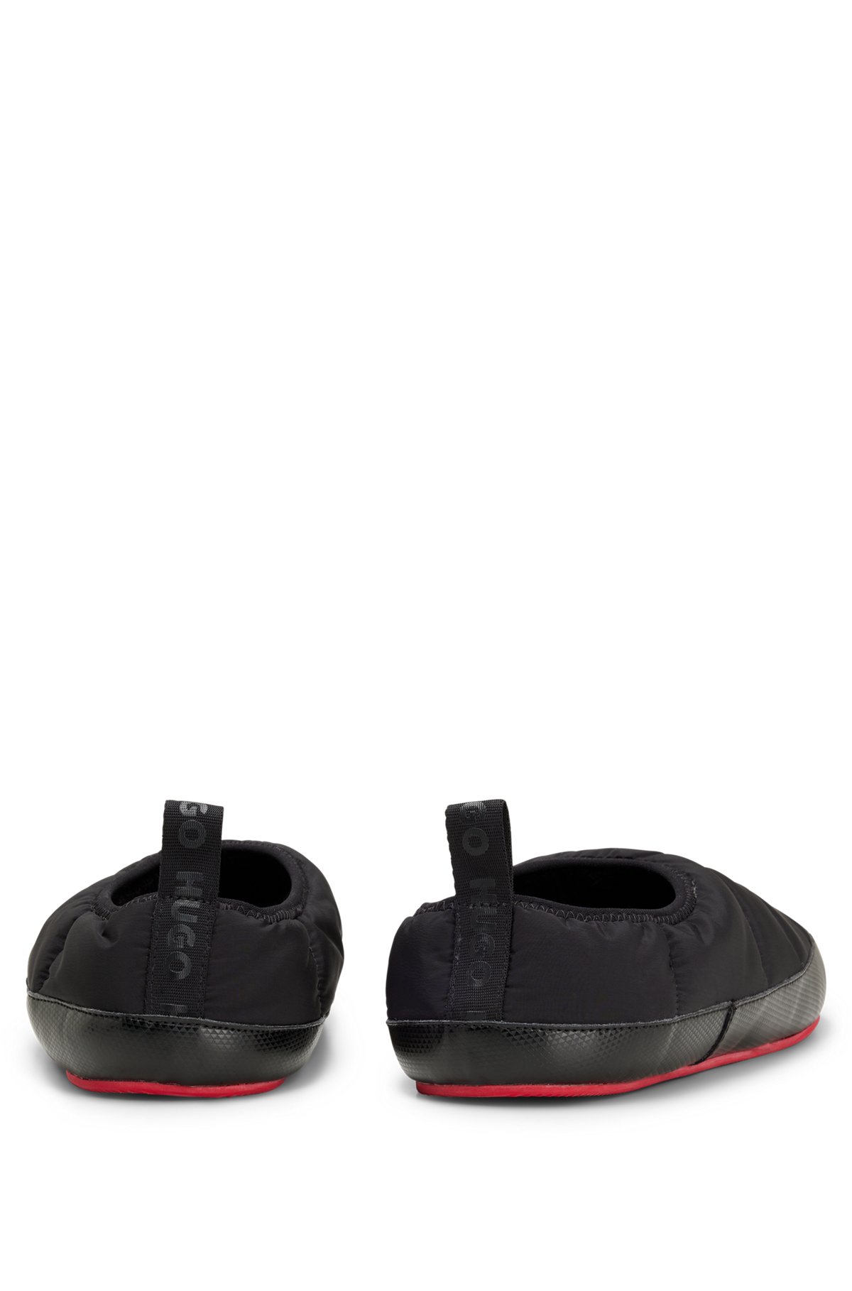 Logo-patch slippers with branded tape and contrasting outsole, Black