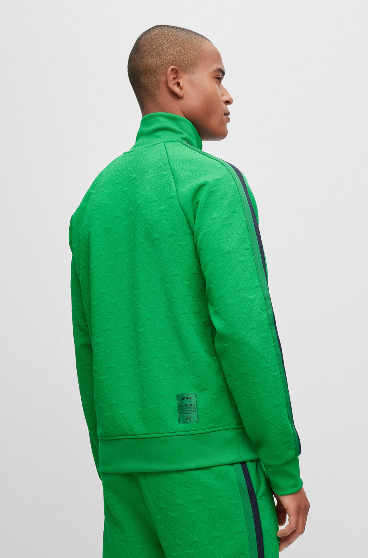 BOSS - BOSS x AJBXNG relaxed-fit zip-up sweatshirt with all-over 