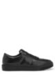 Leather trainers with gold-tone branded lace loop, Black