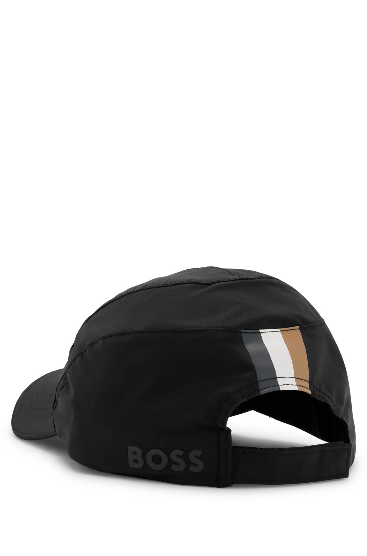 BOSS x Matteo Berrettini stretch-poplin cap with logo and signature stripe, Black