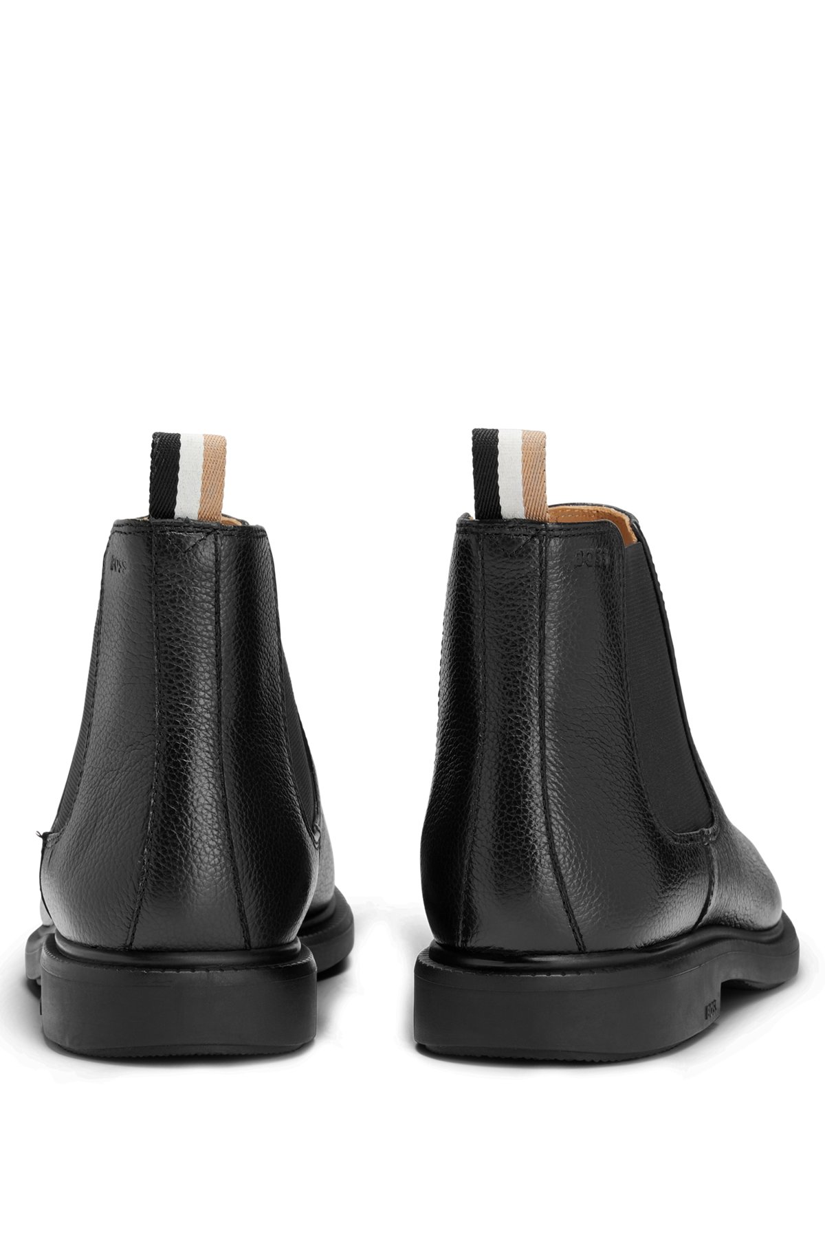 Grained-leather Chelsea boots with logo-trimmed sole, Black
