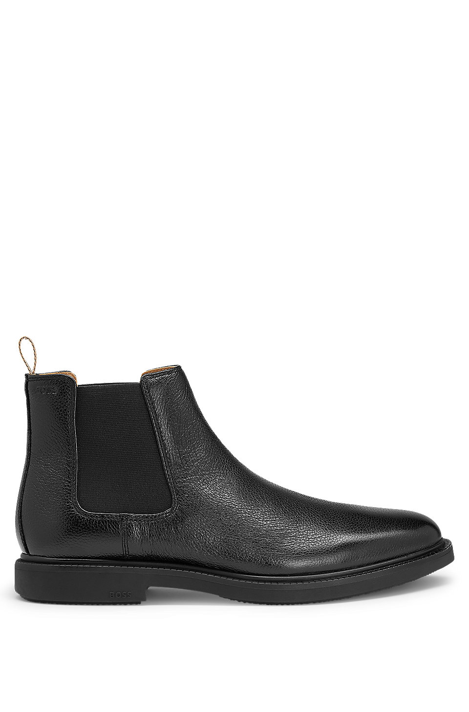 Swamp passion powder BOSS - Grained-leather Chelsea boots with logo-trimmed sole