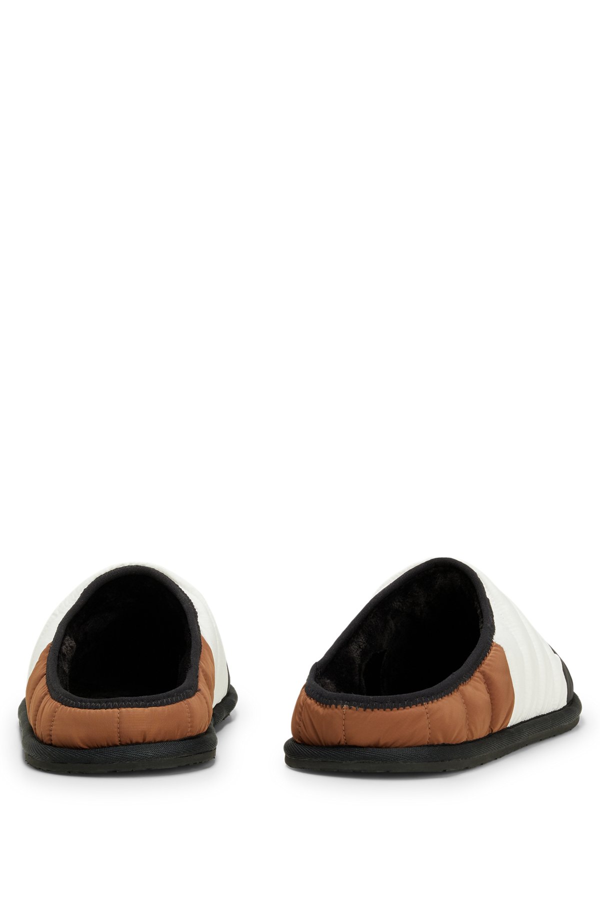 Padded slippers with signature stripe and full lining, Light Brown