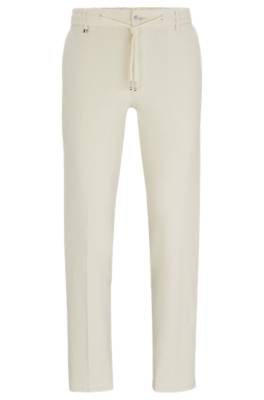 Hugo Boss Slim-fit Trousers In Linen, Cotton And Stretch In White