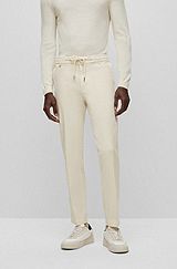 Slim-fit trousers in linen, cotton and stretch, White