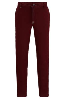 Hugo Boss Slim-fit Trousers In Linen, Cotton And Stretch In Red