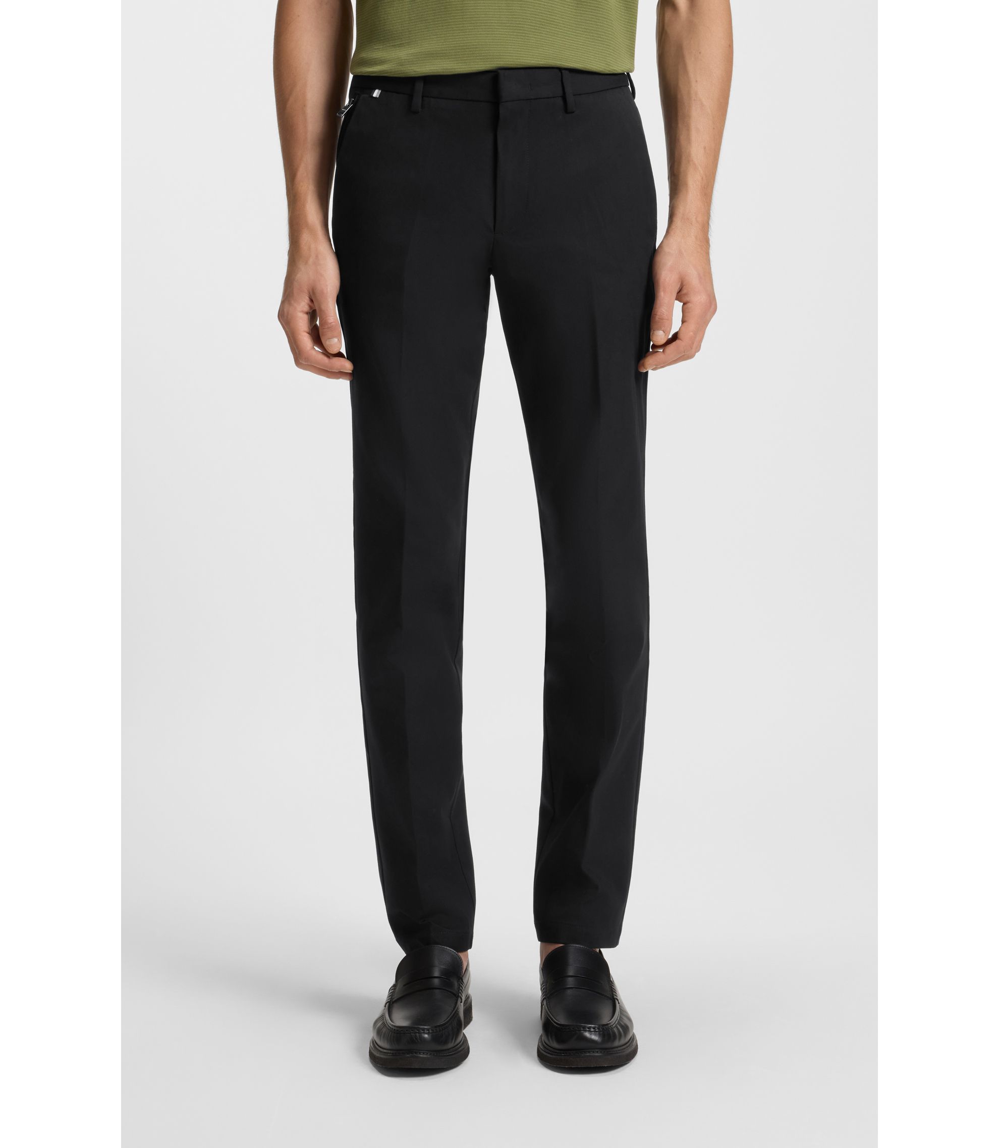 BOSS Slim-fit trousers in a stretch cotton blend Black