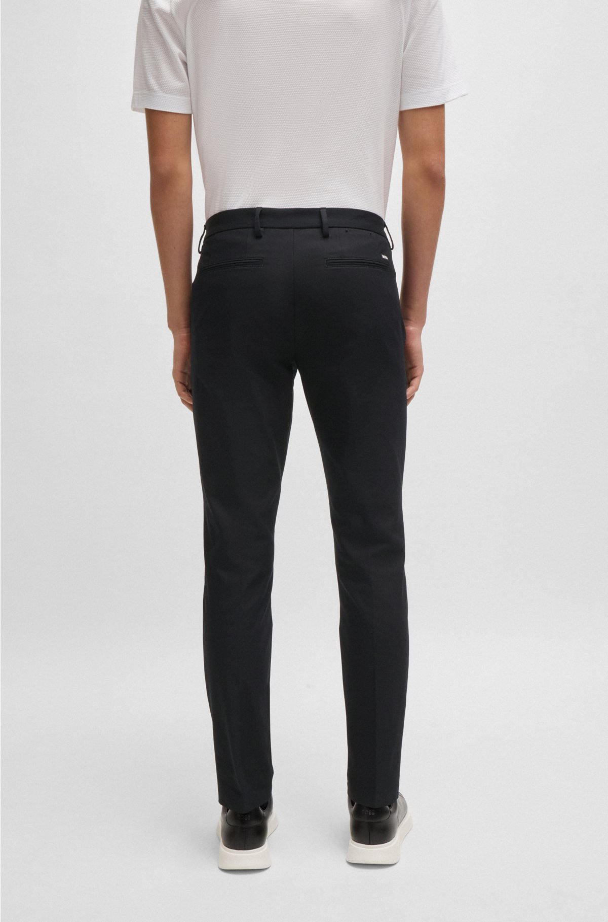 Slim-fit trousers in a cotton blend, Black