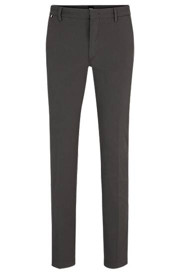 Hugo Boss Slim-fit Trousers In A Cotton Blend With Stretch In Brown