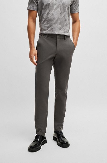 Slim-fit trousers in a cotton blend, Dark Grey