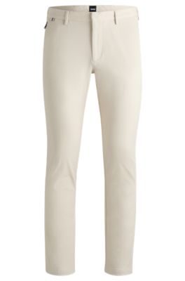 Hugo Boss Slim-fit Trousers In A Cotton Blend With Stretch In White