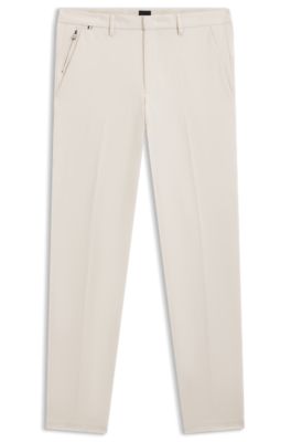 Hugo Boss Slim-fit Trousers In A Cotton Blend With Stretch In White