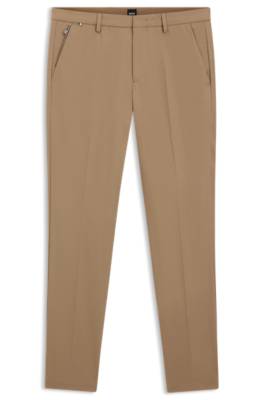 Hugo Boss Slim-fit Trousers In Stretch Cotton In Light Beige