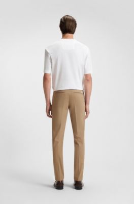 Pantaloni slim fit in misto cotone elasticizzato, Beige chiaro