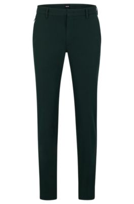 Hugo Boss Slim-fit Trousers In A Cotton Blend With Stretch In Light Green