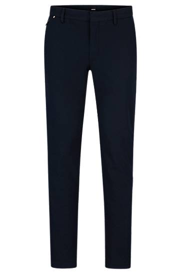 Hugo Boss Slim-fit Trousers In A Cotton Blend With Stretch In Black