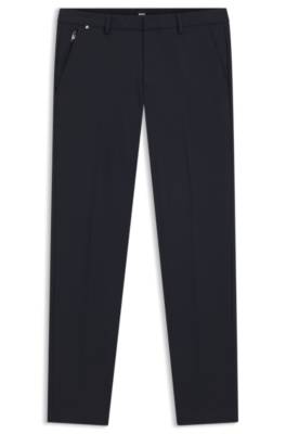 Hugo Boss Slim-fit Trousers In A Cotton Blend With Stretch In Black