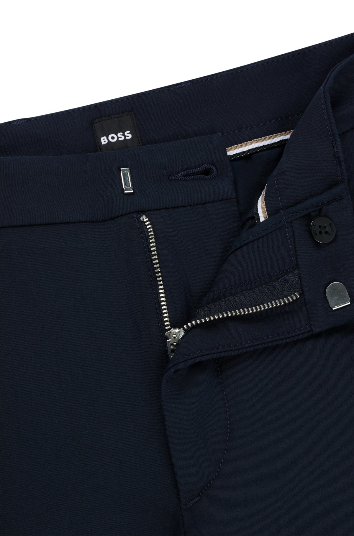 Slim-fit trousers in a cotton blend, Dark Blue