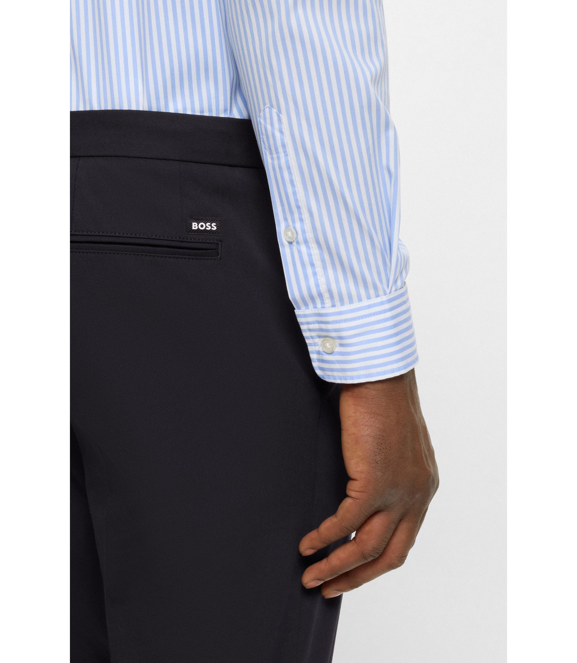 BOSS - Slim-fit trousers in a stretch-cotton blend - Dark Blue