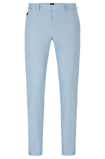 Hugo Boss Slim-fit Trousers In A Cotton Blend With Stretch In Blue