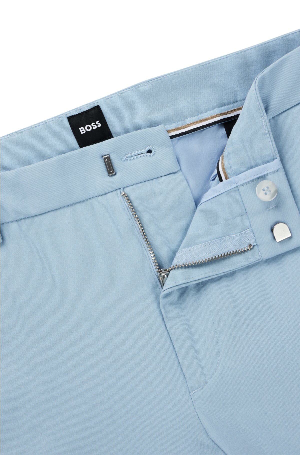 Slim-fit trousers in a cotton blend, Light Blue