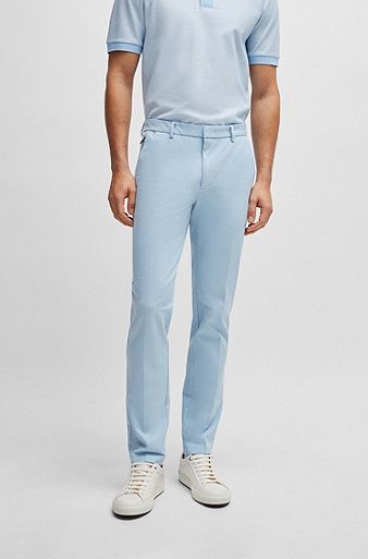 Slim-fit trousers in a cotton blend, Light Blue