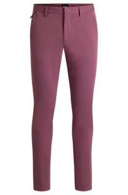 Hugo Boss Slim-fit Trousers In A Stretch Cotton Blend In Purple