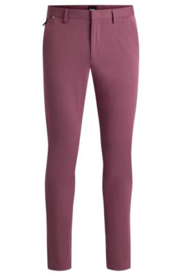 Hugo Boss Slim-fit Trousers In A Stretch Cotton Blend In Purple