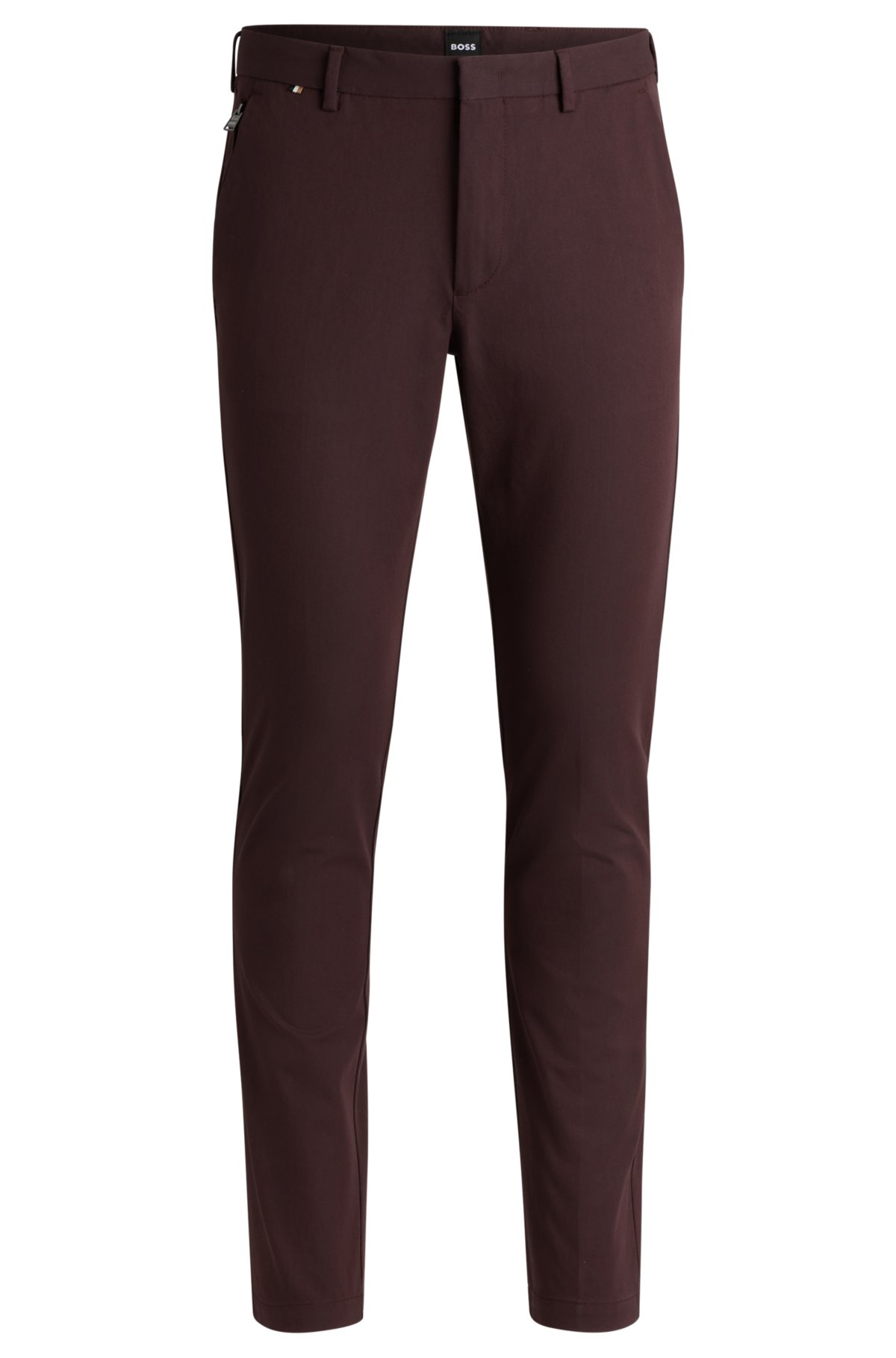 Slim-fit trousers in a cotton blend, Dark Red