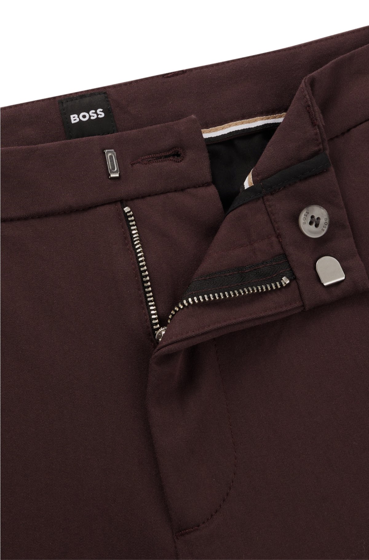 Slim-fit trousers in a cotton blend, Dark Red