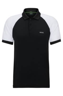 Hugo Boss Performance-stretch Slim-fit Polo Shirt With Colour-blocking In Black