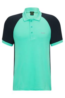 Hugo Boss Performance-stretch Slim-fit Polo Shirt With Colour-blocking In Blue