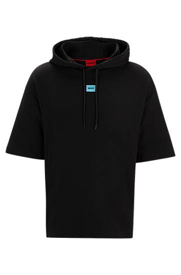 Short-sleeved relaxed-fit hoodie in cotton terry, Hugo boss