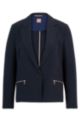Regular-fit pinstripe jacket with zipped pockets, Dark Blue