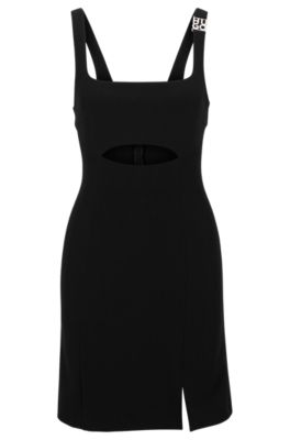 HUGO - Slim-fit dress with cut-out detail and strap logo