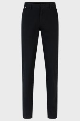 Slim fit-chinos av stretchig gabardinbomull, Svart